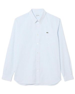 Lacoste Regular Fit Striped Pinpoint Shirt - Blue