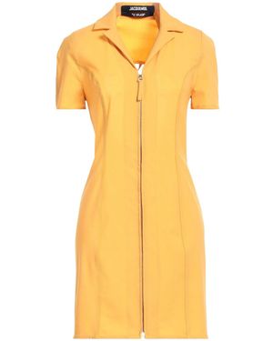 Jacquemus Solid-Color Wool Short-Sleeve Dress - Yellow