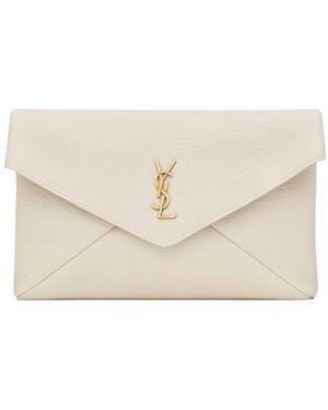Saint Laurent Cassandre Envelope Large Clutch Bag - Natural