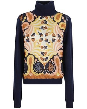 Etro Turtleneck Ribbed Sweater - Blue