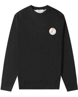 Maison Kitsuné Round-Neck Knitted Pullover - Black