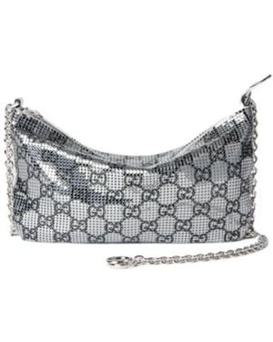 Gucci Metallic Evening Bag With Charm - Grey