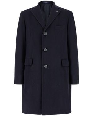 Tagliatore Single-Breasted Brooch-Detail Coat - Blue