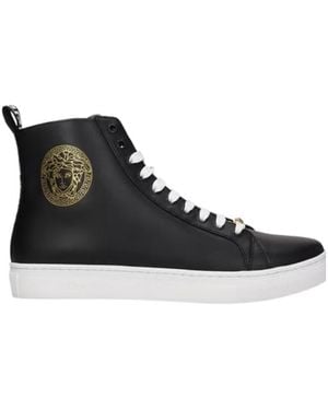 Versace High-Top Round-Head Casual Sneakers - Black