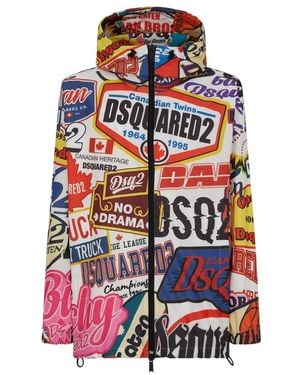 DSquared² Logomania Patterned Windbreaker - White