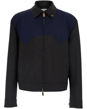 Versace Contrast Yoke Zip Jacket - Blue