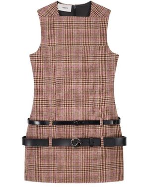 Coperni Check Belted Dress - Brown