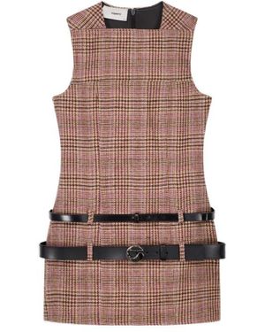 Coperni Check Belted Dress - Brown