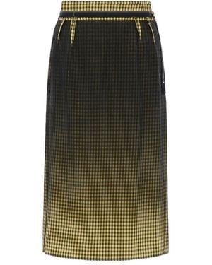 Maison Margiela Gingham-Pattern Tie-Detailed Mid Skirt - Green