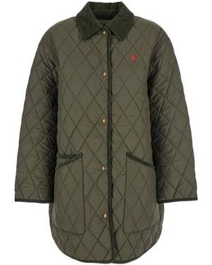 Polo Ralph Lauren Logo Embroidered Down Coat - Green