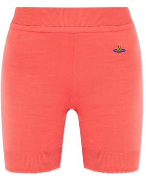 Vivienne Westwood Logo Embroidered Ribbed-Knit Stretch Shorts