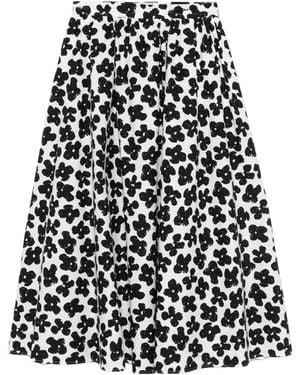 MSGM Floral-Print Pleated Maxi Skirt - Black
