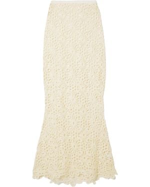 Norma Kamali Obie Floral-Lace Maxi Skirt - White