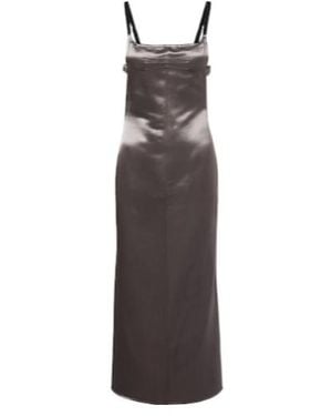The Attico Open-Back Satin Midi Dress - Purple