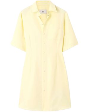 Ami Paris Ami Short Sleeved Shirt Dress - Yellow
