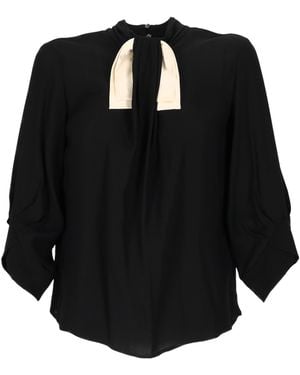 Elisabetta Franchi Pussy-Bow Long-Sleeve Blouse - Black