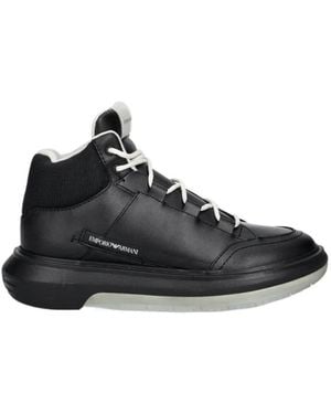 Emporio Armani Panelled High-Top Trainers - Black