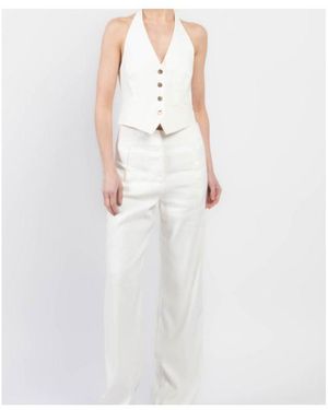 Veronica Beard V-Neck Sleeveless Vest - White
