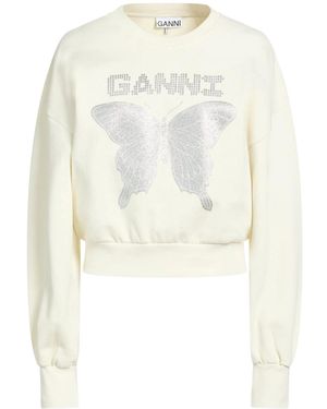 Ganni Long Sleeves Sweatshirt - White