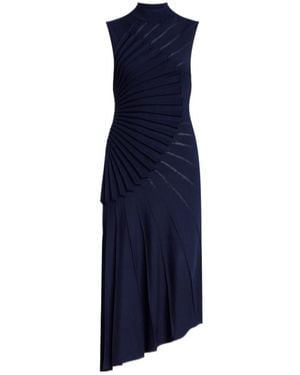 Alaïa Virgin Wool Sculpting Midi Dress - Blue