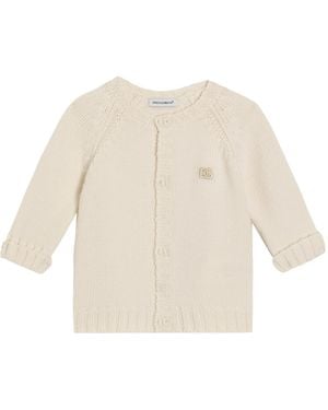 Dolce & Gabbana Logo-Embroidered Cardigan - White