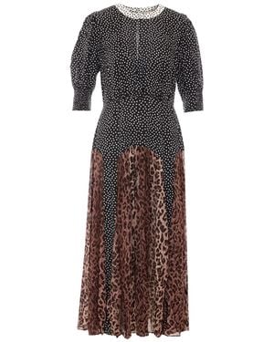 RIXO London Polka Dot Leopard Maxi Dress - Brown