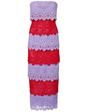 Carolina Herrera Lace Cocktail Dress - Red