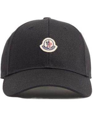 Moncler Logo Cotton Gabardine Baseball Cap - Black