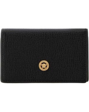 Versace Medusa Biggie Leather Card Holder - Black