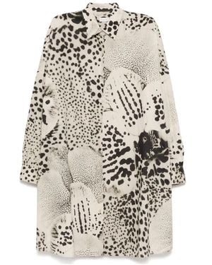 Dries Van Noten Long Sleeve Shirt Dress - White