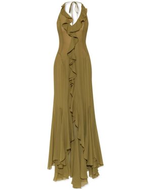 MISBHV Ruffle-Detailing Midi Dress - Green