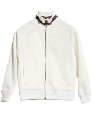 Gucci Children's Jersey Zip Jacket With Web - White