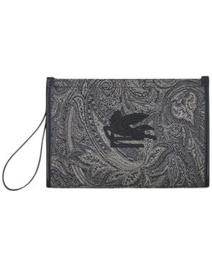 Etro Paisley Jacquard Pouch - Gray