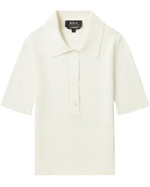 A.P.C. Danae Ribbed Polo Shirt - White