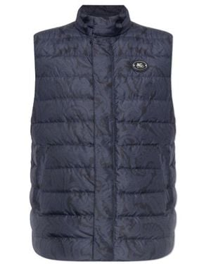 Etro Paisley Printed Padded Gilet - Blue