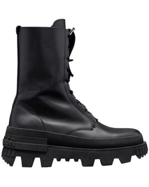 Moncler Lace-Up Combat Boots - Black