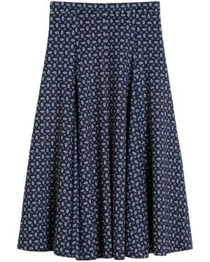 Max Mara Printed Midi Skirt - Blue