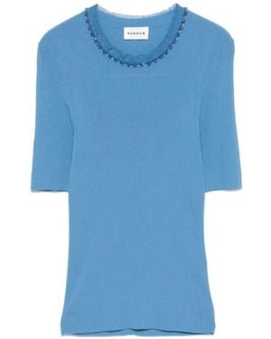P.A.R.O.S.H. Bead-Embellished T-Shirt - Blue