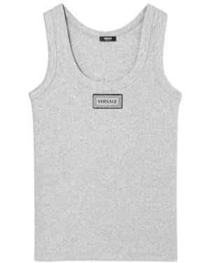 Versace Ribbed Stretch Tank Top - Grey