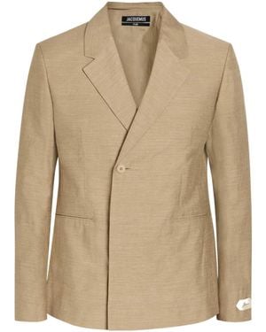 Jacquemus La Veste Melo Slubbed Linen-Blend Blazer - Natural