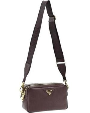 Prada Leather Logo-Plaque Shoulder Bag - White