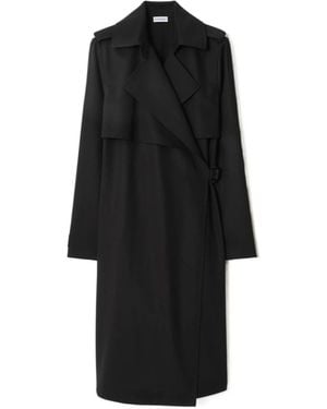 Burberry Long-Sleeved Draped Midi Dress - Black