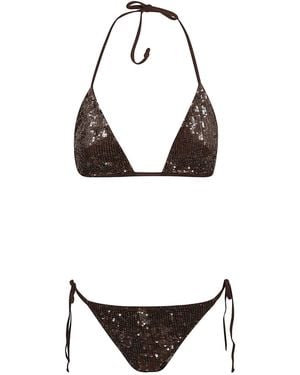 P.A.R.O.S.H. Sequin-Embellished Bikini - White