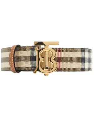 Burberry Tb Checked Belt - White