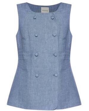 Posse Double-Breasted Sleeveless Waistcoat - Blue