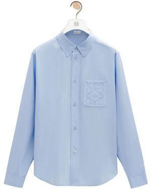 Loewe Cotton-Blend Anagram Shirt - Blue