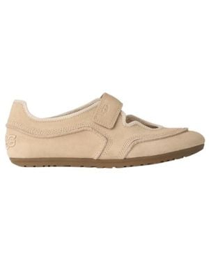 UGG Mary Jane Touch-Strap Suede Ballet Flats - White
