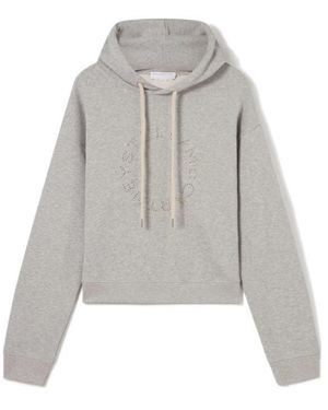 Stella McCartney Logo-Embroidered Cropped Hoodie - Gray