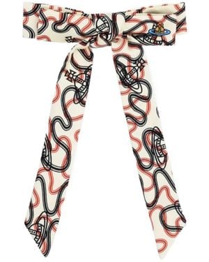 Vivienne Westwood Orb-Print Bow Hair Clip - White