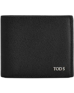 Tod's Logo-Plaque Pebbled-Leather Wallet - Black